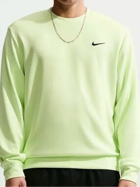 Nike Mens Crew Neck Long Sleeve Sweatshirt in liquid 🍋‍🟩 color